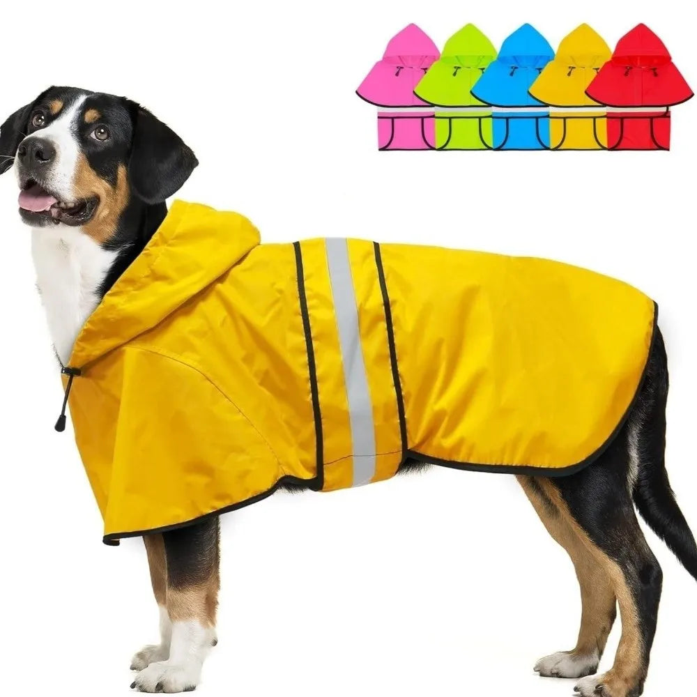 Waterproof Reflective Dog Raincoat – Adjustable Hooded Rain Jacket