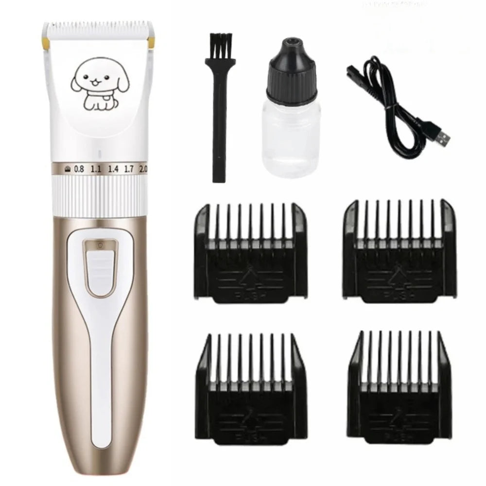 Professional USB Rechargeable Dog Hair Clippers – Silent 4-in-1 Pet Grooming Kit