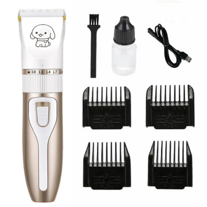 Professional USB Rechargeable Dog Hair Clippers – Silent 4-in-1 Pet Grooming Kit