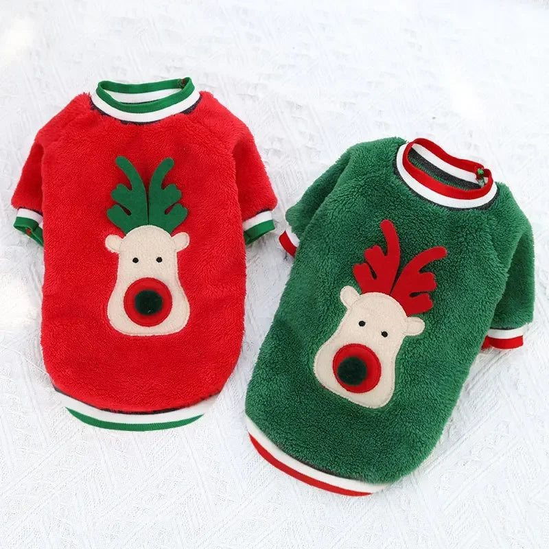 Christmas Reindeer Pet Hoodie – Warm Winter Costume