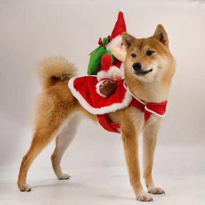 Funny Riding Santa Dog Costume – Christmas Holiday Outfit