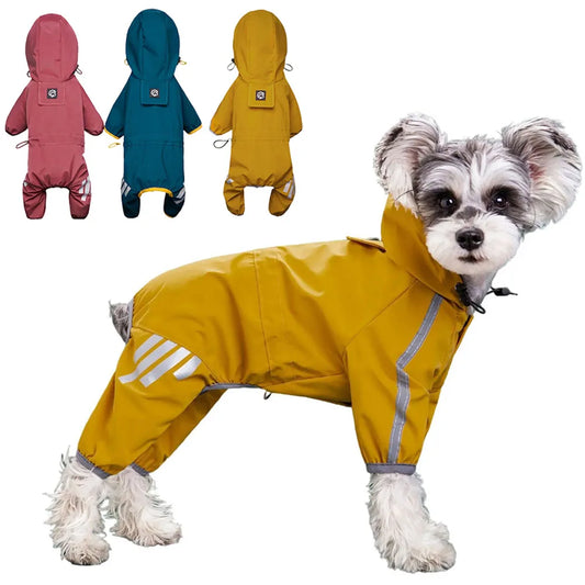 PU Waterproof Pet Raincoat – Reflective Hooded Jacket for Dogs & Cats