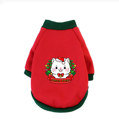 Christmas Cotton Pet Hoodie – Warm Winter Sweatshirt for Dogs & Cats