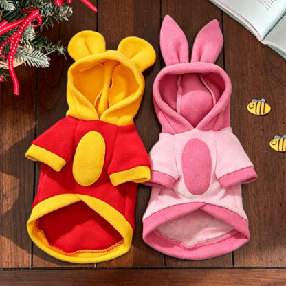 Cartoon Fleece Pet Hoodie – Warm Winter Clothes for Dogs & Cats
