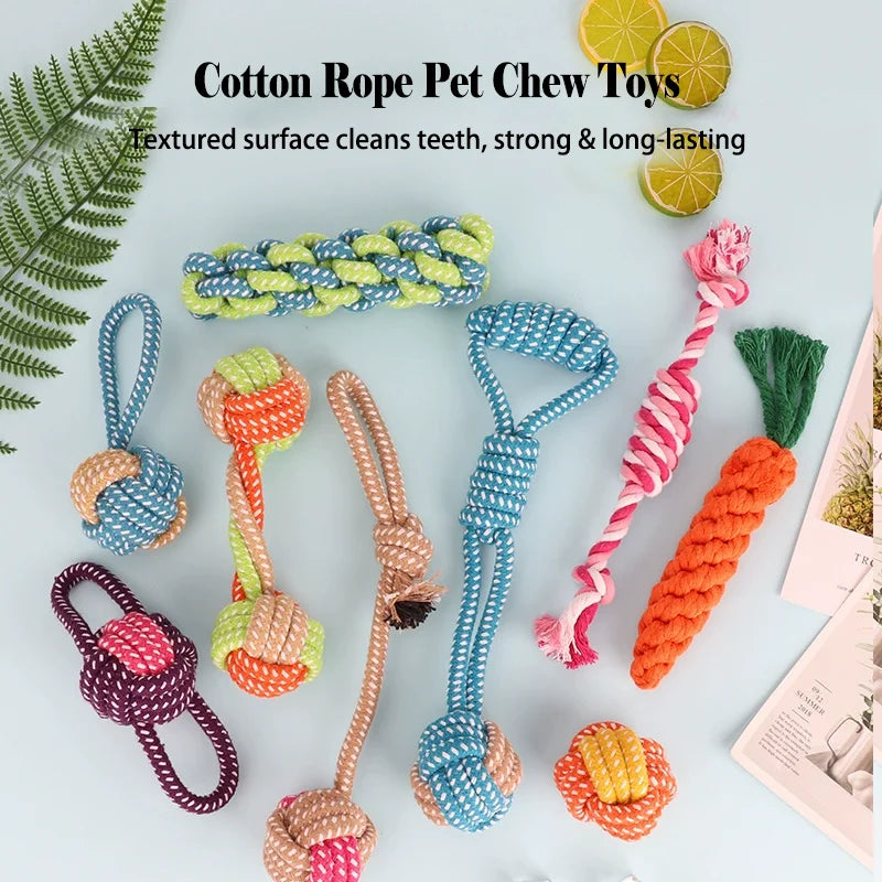 Interactive Cotton Rope Dog Ball – Dental Chew & Tug Toy
