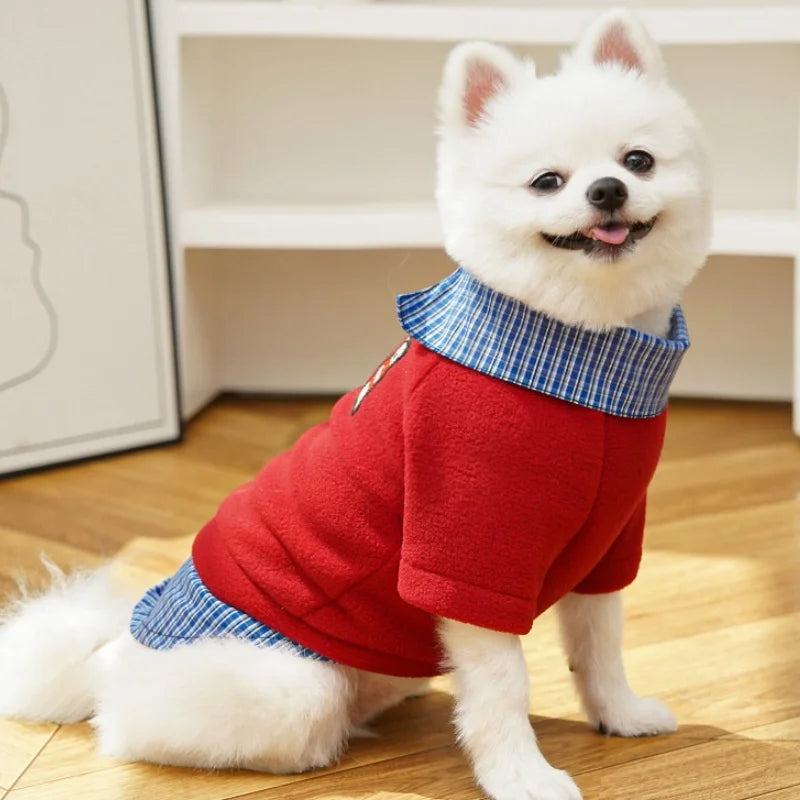 Bear Print Plaid Pet Hoodie – Cozy Autumn Sweatshirt for Dogs & Cats