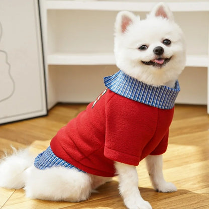 Bear Print Plaid Pet Hoodie – Cozy Autumn Sweatshirt for Dogs & Cats