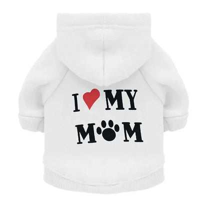 Mommy Print Fleece Pet Hoodie – Thick Warm Coat for Dogs & Cats