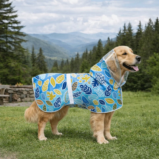 Fruit Print Reflective Dog Raincoat – Waterproof Adjustable Hooded Rain Cloak