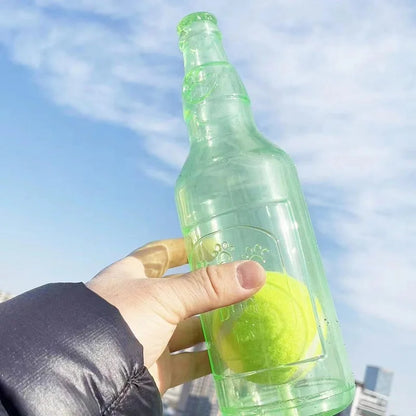 Beer Bottle Dog Chew Toy with Tennis Ball – Squeaky Interactive Dental Toy