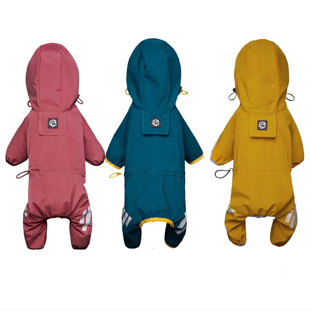 Lightweight Reflective Dog Rain Jacket – Waterproof Hooded Coat with Leash Hole
