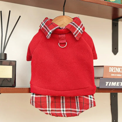 Bear Print Plaid Pet Hoodie – Cozy Autumn Sweatshirt for Dogs & Cats