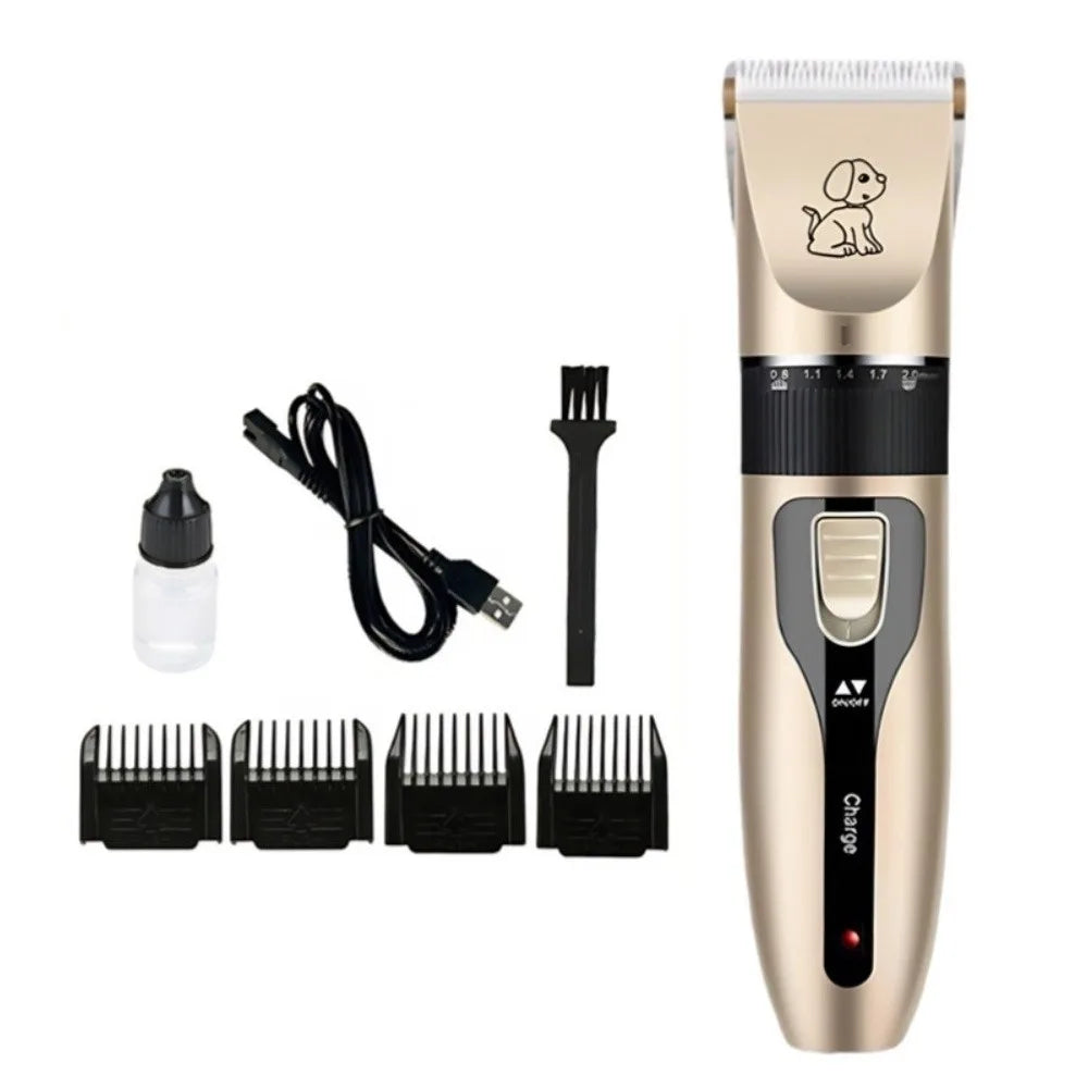 Professional USB Rechargeable Dog Hair Clippers – Silent 4-in-1 Pet Grooming Kit