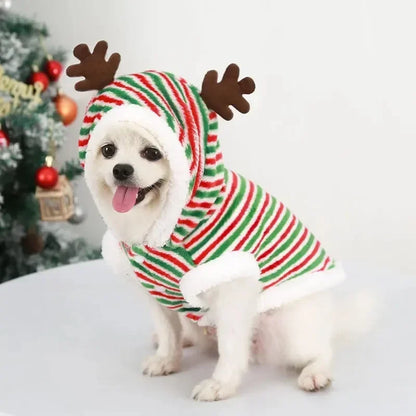 Christmas Reindeer Pet Hoodie – Warm Winter Costume