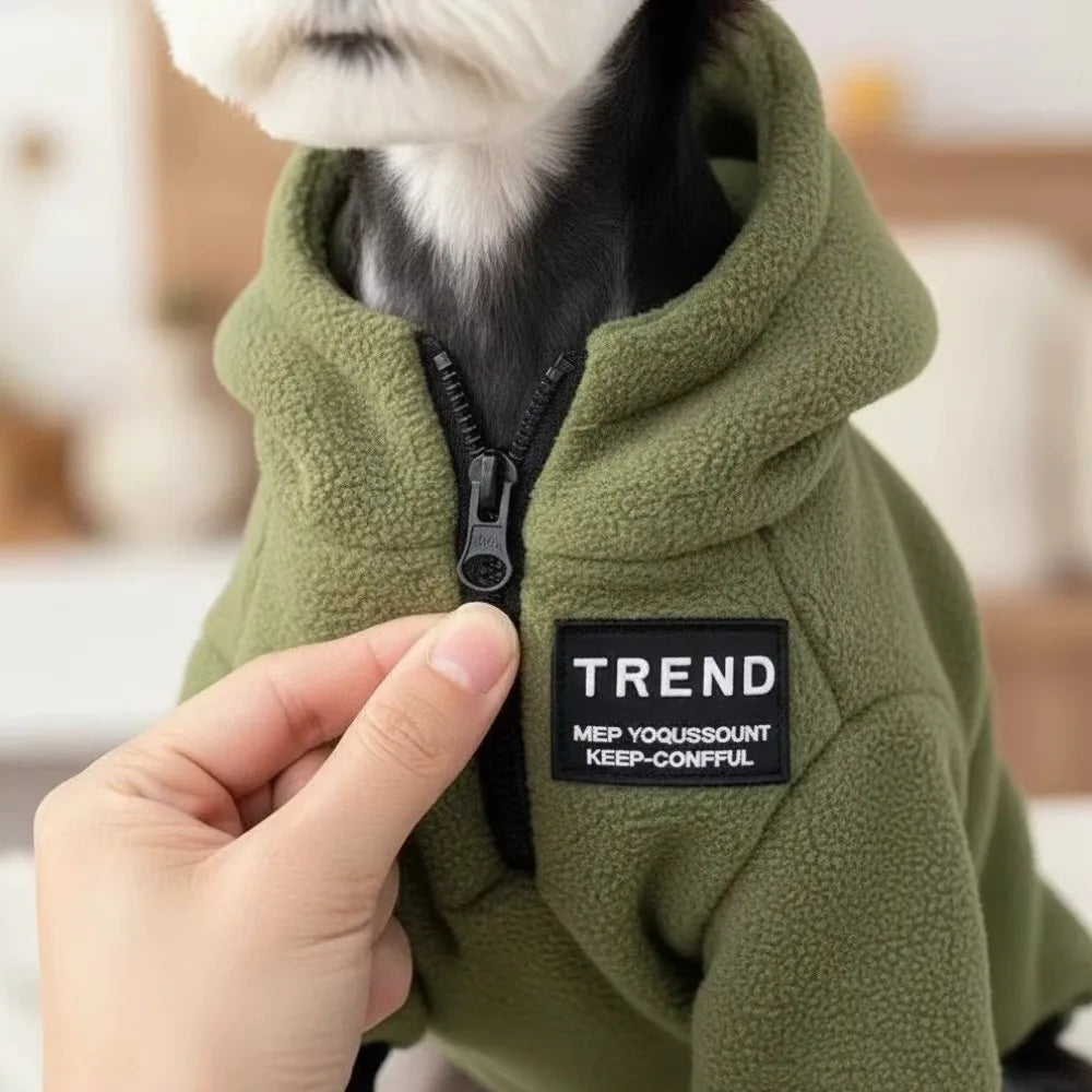 Thickened Polar Fleece Dog Hoodie – Warm Windproof Outdoor Sweater