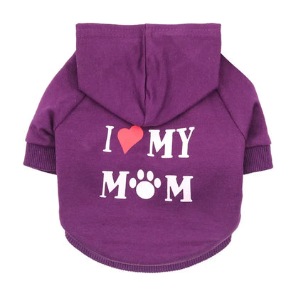 Mommy Print Fleece Pet Hoodie – Thick Warm Coat for Dogs & Cats
