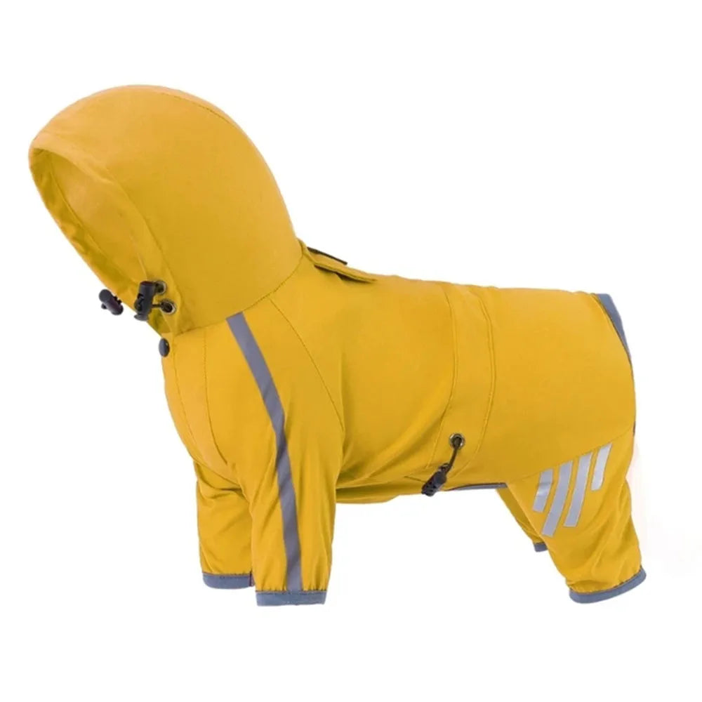 Lightweight Reflective Dog Rain Jacket – Waterproof Hooded Coat with Leash Hole