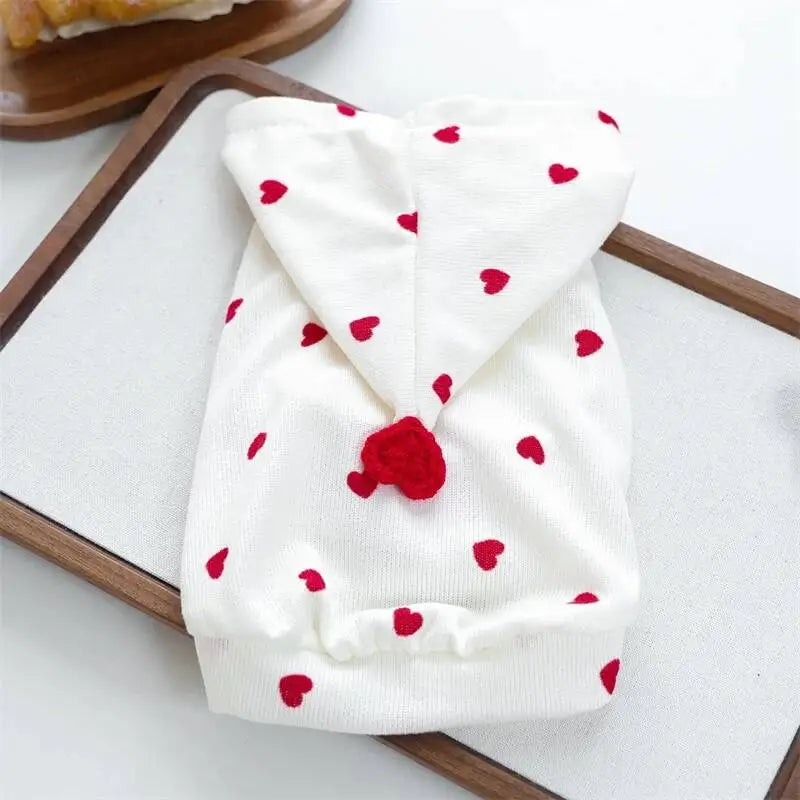 Red Heart Pom Pom Pet Hoodie – Lightweight Sleeveless Top for Dogs & Cats