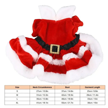 Cute Santa Christmas Pet Dress – Warm Holiday Costume