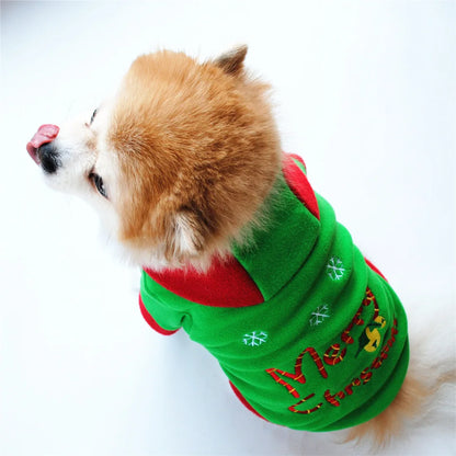 Christmas Fleece Pet Hoodie – Warm Holiday Sweater for Dogs & Cats