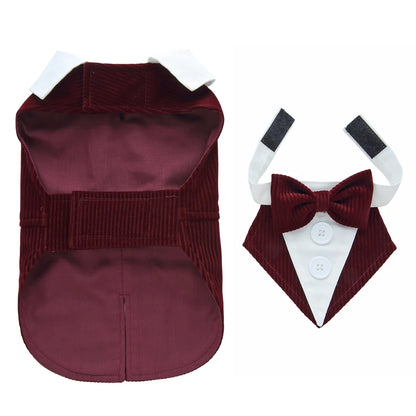 Formal Pet Tuxedo with Bow Tie – Wedding & Party Suit for Dogs & Cats