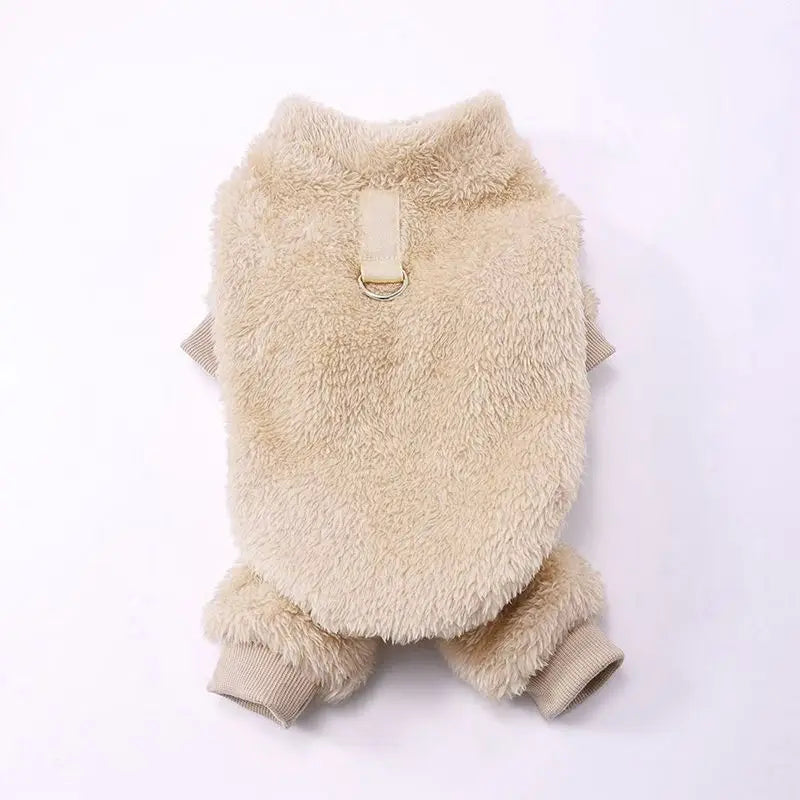 Shiny Hooded Dog Puffer Jumpsuit – Quilted Four-Leg Winter Coat