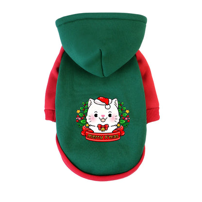 Christmas Cotton Pet Hoodie – Warm Winter Sweatshirt for Dogs & Cats