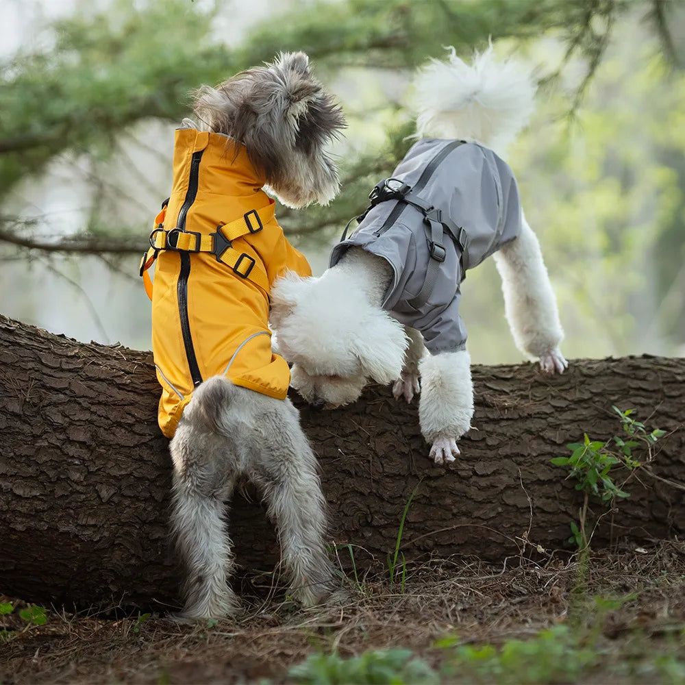 Waterproof Reflective Dog Raincoat with Harness – Outdoor Rain Jacket