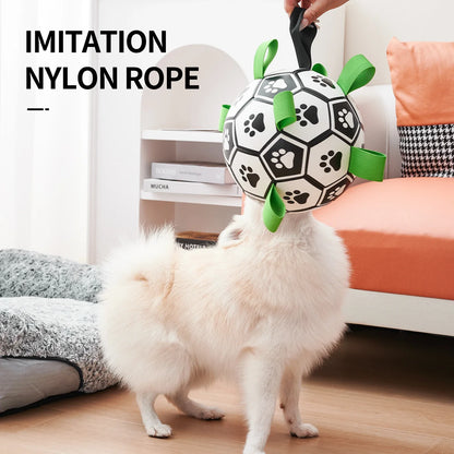 Interactive Soccer Ball Dog Toy – Tug, Chase & Fetch Fun