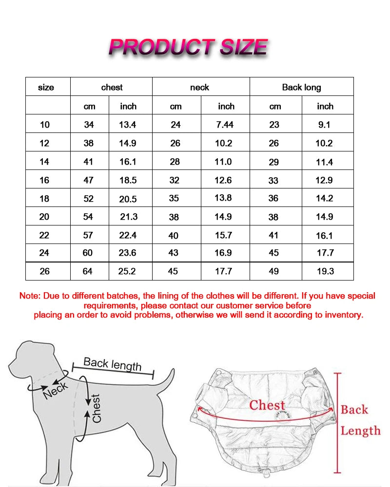 PP Cotton Dog Winter Jacket – Warm Padded Coat for Small & Medium Dogs