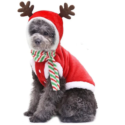 Christmas Reindeer Pet Hoodie – Warm Winter Costume