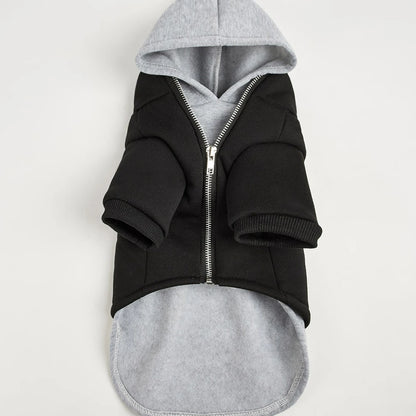 Two-Piece Style Pet Hoodie – Warm Hooded Sweatshirt for Dogs & Cats