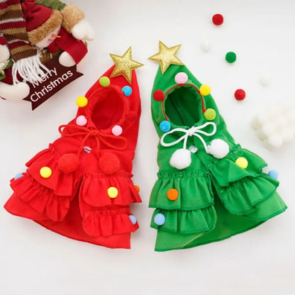 Colorful Christmas Tree Pet Cloak – Festive Santa Cape for Dogs & Cats