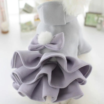 Bow-Tie Multi-Layer Pet Hoodie Dress – Cozy Winter Outfit for Dogs & Cats