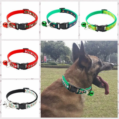 Christmas Cat Collar with Bell – Adjustable Snowflake & Reindeer Pet Collar