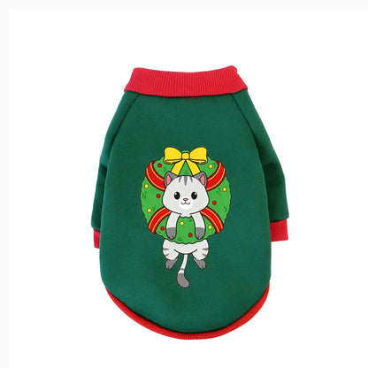Christmas Cotton Pet Hoodie – Warm Winter Sweatshirt for Dogs & Cats
