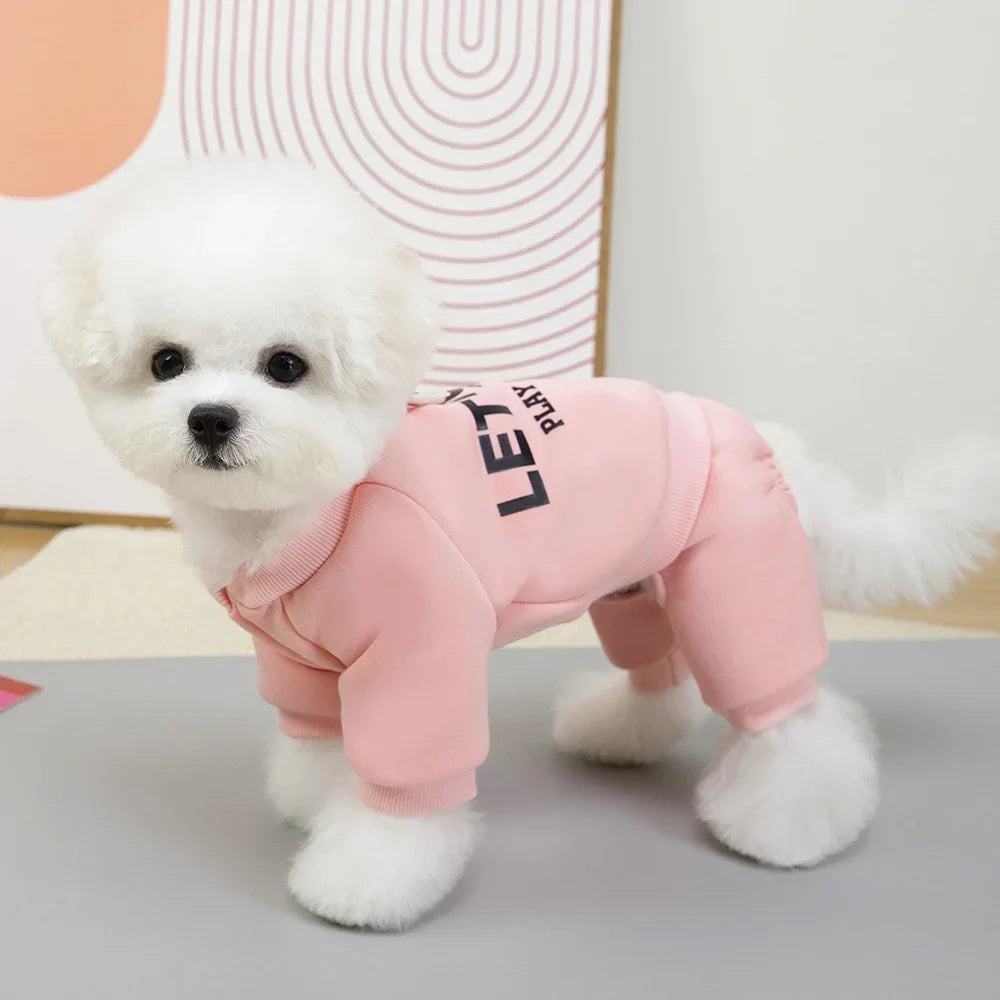 Warm Fleece Pet Jumpsuit – Thickened Winter Hoodie for Dogs & Cats