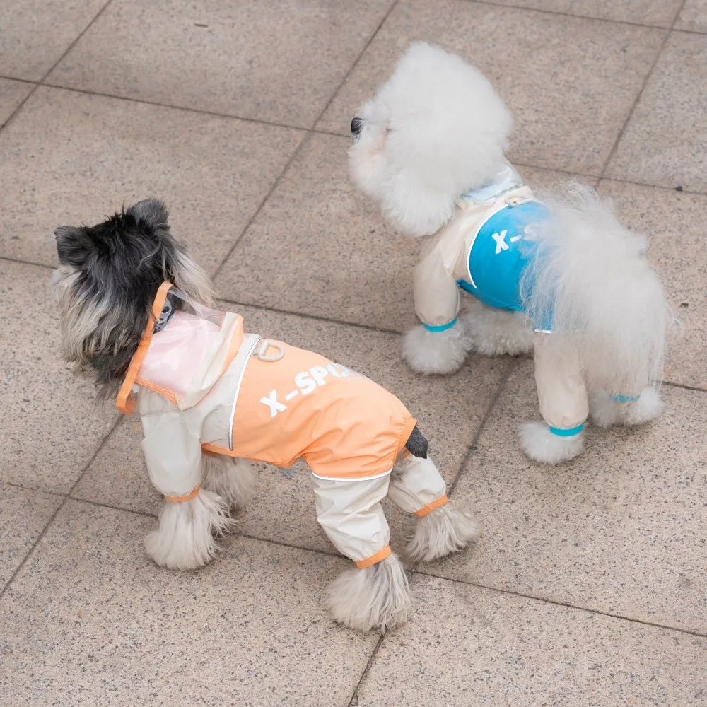 Four-Leg Waterproof Dog Raincoat – Hooded Windproof Full-Body Outdoor Coat
